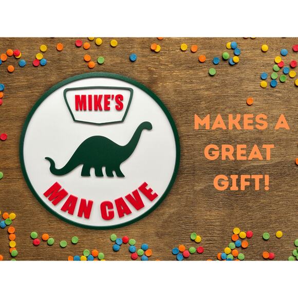 Custom Sinclair Dinosaur Man Cave Sign Personalized Name 11.5”  Gift for a man - Picture 9 of 10